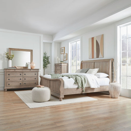 Queen Sleigh Bed, Dresser & Mirror, Chest