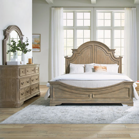 King California Panel Bed, Dresser & Mirror
