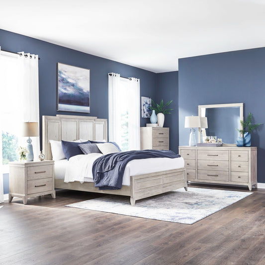 King Panel Bed, Dresser & Mirror, Chest, Night Stand