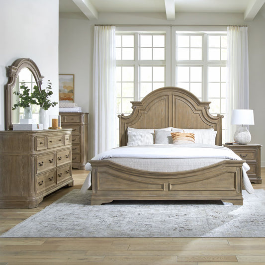 King Panel Bed, Dresser & Mirror, Chest, Night Stand