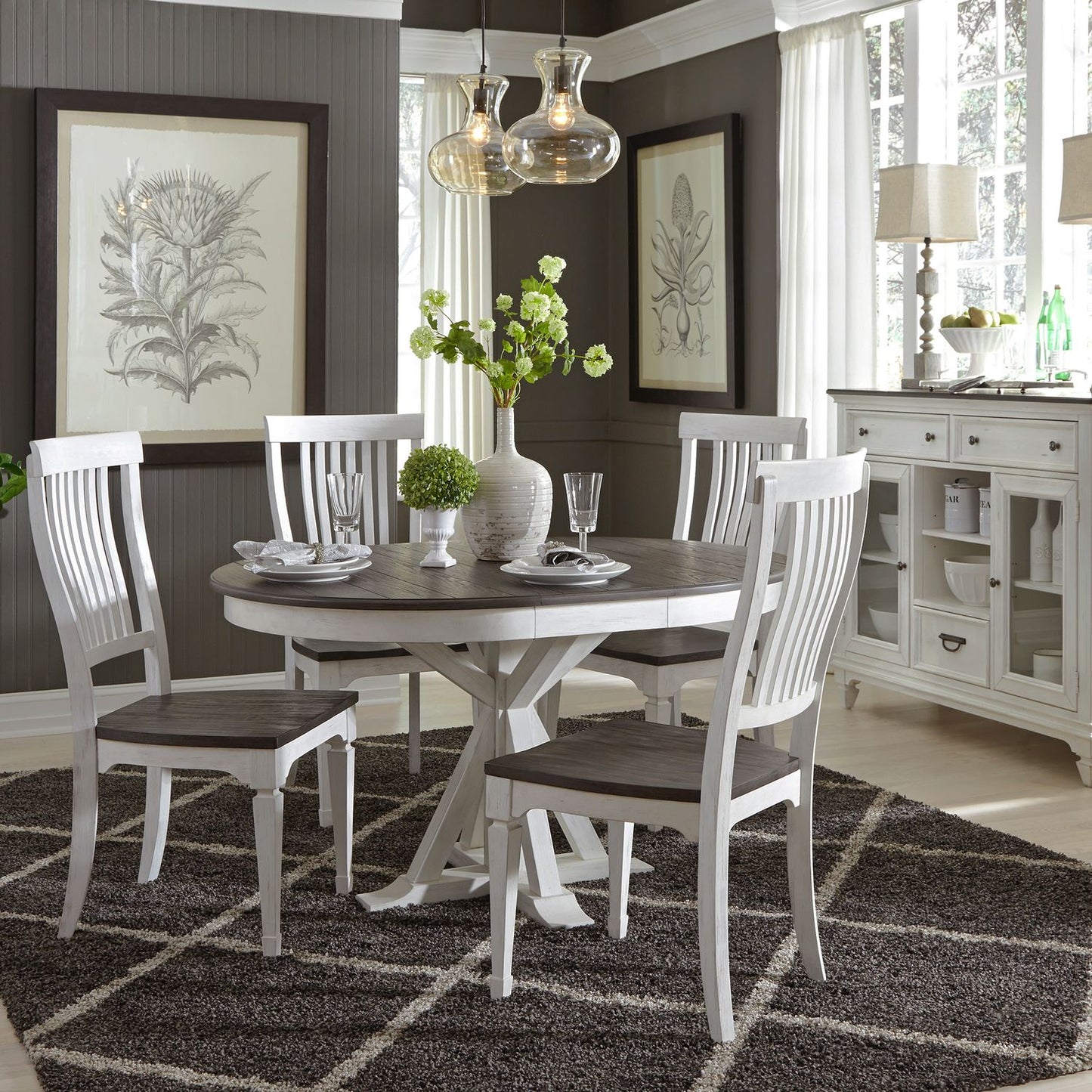 5 Piece Pedestal Table Set