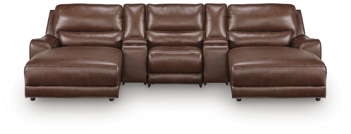 DeepWakes 5-Piece Reclining Sectional with Double Chaise and Storage Consoles
