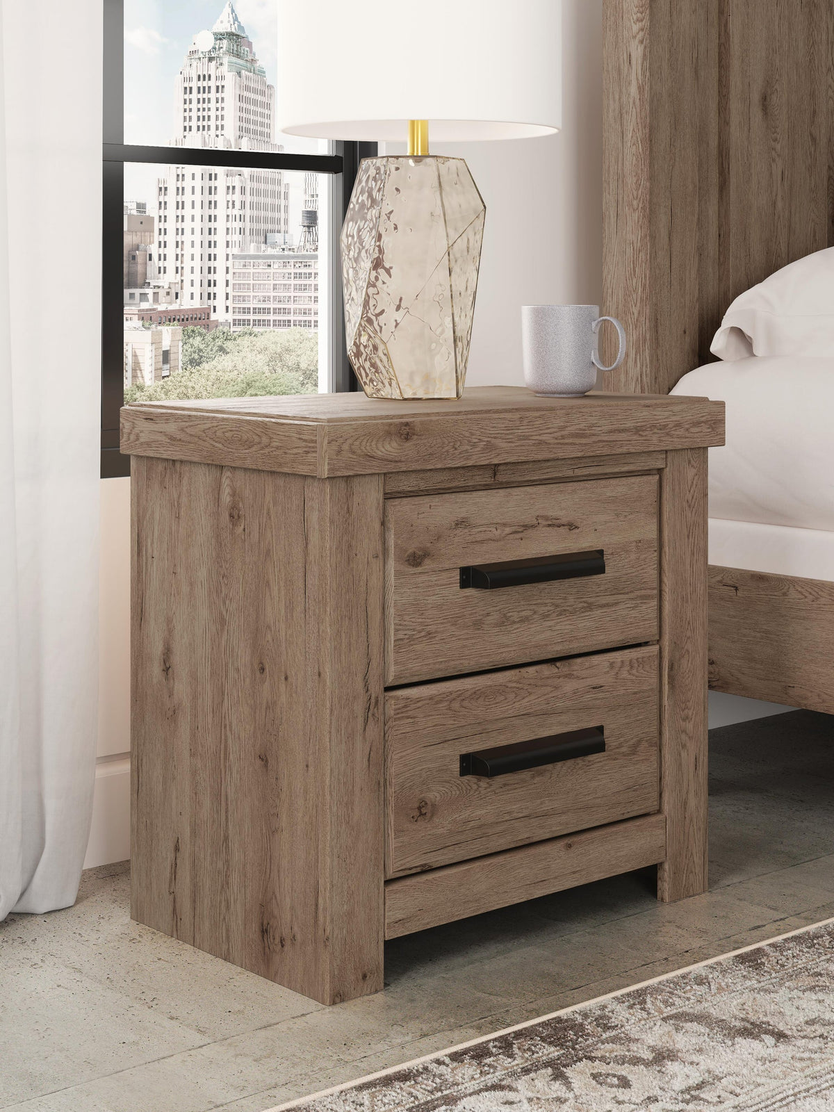 Garistyn King Panel Bed. Dresser, Mirror and Nightstand