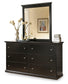 Maribel Twin Panel Headboard with Mirrored Dresser and Chest
