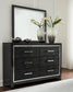 Kaydell King Upholstered Panel Bed with Mirrored Dresser and 2 Nightstands