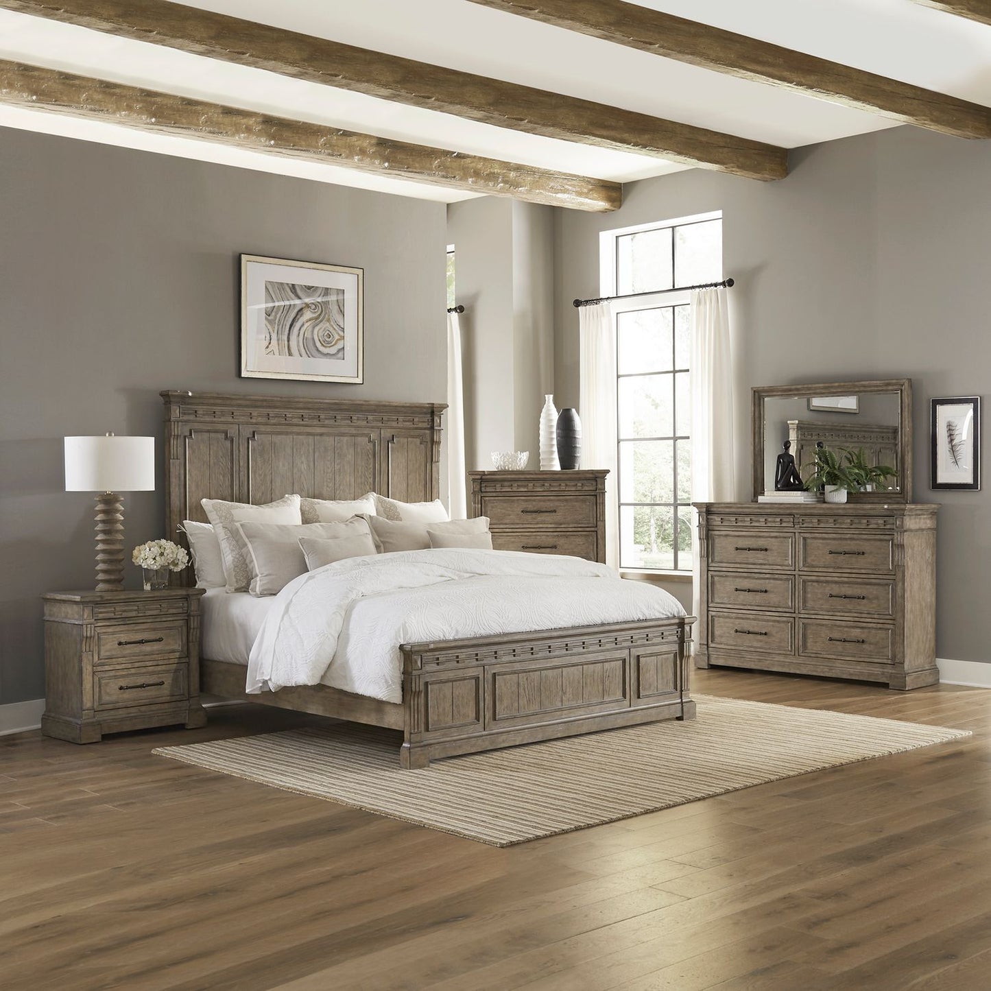 Town & Country - Queen Panel Bed, Dresser & Mirror, Chest, Night Stand