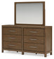 Cabalynn Queen Upholstered Bed with Mirrored Dresser