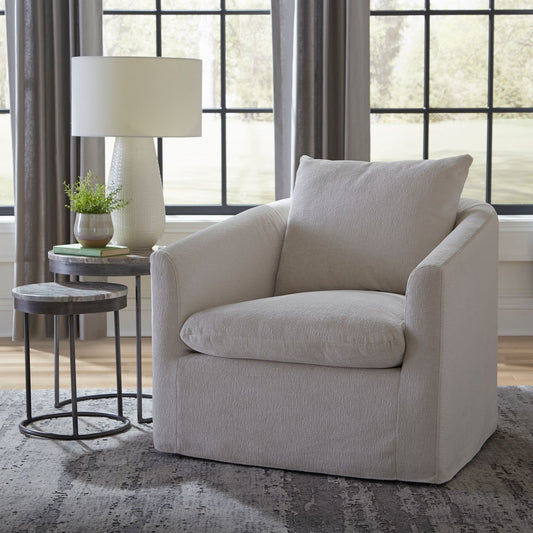 Saxton - Uph Swivel Accent Chair - Ivory